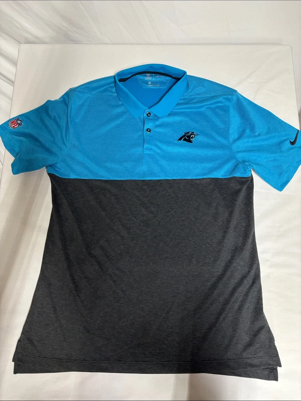Nike Dri-FIT NFL On-Field Carolina Panthers Polo Shirt Men's Large Blue Performa